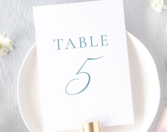 Dusty Blue Wedding Table Numbers, Printed Table Numbers Wedding, Classic Wedding Decor, Calligraphy Wedding Signs | GISELLE
