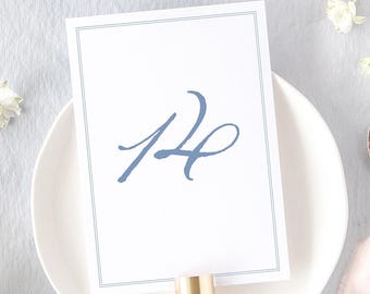 Classic Wedding Table Numbers Printed, Simple Table Numbers Wedding, Traditional Wedding Table Decor, Formal Wedding Decor | MARIELLE