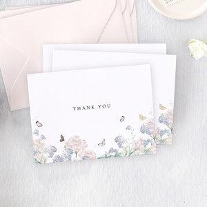Modern Butterfly Thank You Cards, Bridal Shower Thank You Card, Baby Shower Thank You Cards, Note Cards with Envelopes, Wedding Thank You