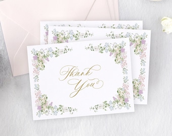 Elegant Thank You Cards, Floral Thank You Card Set, Thank You Cards Bridal Shower, Bridesmaid Thank You Card, Baby Shower Thank You Cards