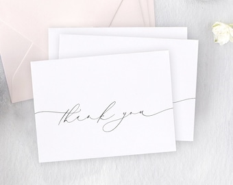 Cartes de remerciement élégantes pour la douche nuptiale, cartes de remerciement modernes de demoiselle d'honneur, carte de remerciement calligraphie de demoiselle d'honneur, lot de 10