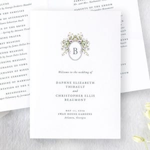 Modern Wedding Programs, Folded Wedding Ceremony Program, Order of Service for Wedding, Catholic Wedding Program | DAPHNE