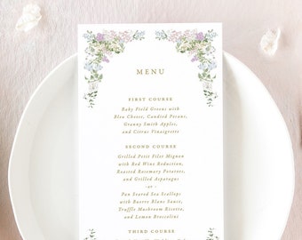 GABRIELLE | Elegant Wedding Menu Printed, Floral Wedding Table Decor, Romantic Wedding Menu Card, Fine Art Wedding Decor, Formal Dinner Menu