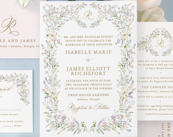 Printable Wildflower Wedding Invitation Templates Floral Wedding Invitation Template Instant Download Wedding Invitations Elegant MPD1001