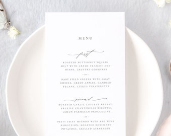 ELEONORE | Modern Wedding Menu, Calligraphy Wedding Menu Cards, Printed Wedding Menus