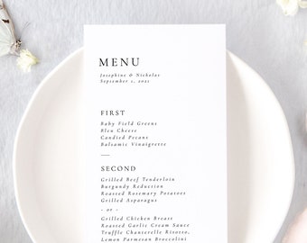 JOSEPHINE | Modern Wedding Menu, Elegant Wedding Menu Cards, Printed Wedding Menus