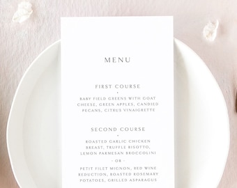 COSETTE | Menu de mariage moderne, cartes de menu de mariage simples, menus de mariage élégants, décor de mariage