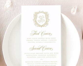 EMMELINE | Monogram Wedding Menu, Elegant Wedding Menu Cards, Printed Wedding Menus, Wedding Decor