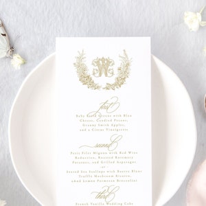 Classic Wedding Menu, Calligraphy Wedding Menu Cards, Monogram Wedding Menus | ANNELISE