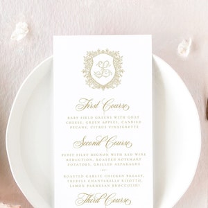 EMMELINE | Monogram Wedding Menu, Elegant Wedding Menu Cards, Printed Wedding Menus, Wedding Decor