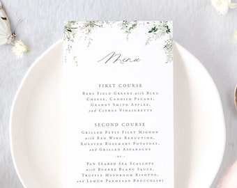 BELLAMY | Rustic Wedding Menu Cards, Greenery Wedding Menu, Modern Wedding Menus, Wedding Decor