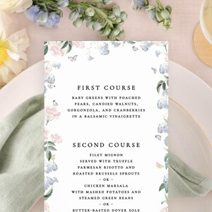 Butterfly Wedding Menu Template Digital Download Menu Wedding, Printable Wedding Menus Instant Download, Modern Butterfly Menu Card MPD1019