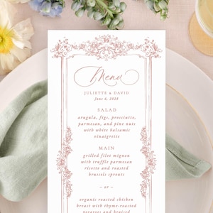 Floral Wedding Menu Template Instant Download, Dusty Blue Wedding Menus Digital Download, Printable Wedding Menu Editable Template MPD1012