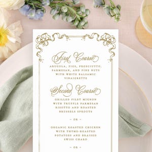Bow Frame Wedding Menu Template Instant Download, Coquette Bow Menu Wedding Editable, Printable Wedding Menus Digital Download MPD1009