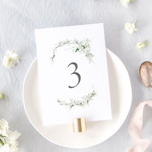 Greenery Wedding Table Numbers, Modern Table Number, Rustic Wedding Decor, Botanical Wedding Signs, Printed Table Numbers Wedding | BELLAMY