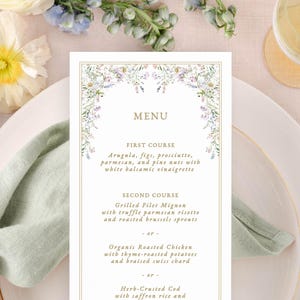 Floral Wedding Menu Template Instant Download Menu Wedding, Wildflower Wedding Menu Digital Download, Modern Wedding Menu Printable MPD1001