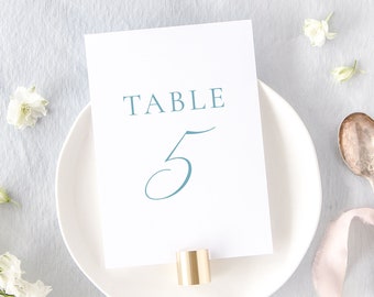 GISELLE | Dusty Blue Wedding Table Numbers, Printed Table Numbers Wedding, Classic Wedding Decor, Calligraphy Wedding Signs