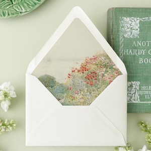 Fine Art Lined Envelopes for Wedding, Wedding Envelopes with Liner, Envelope Liner with Painting, Invitation Envelopes, &quot;Field of Poppies&quot;
