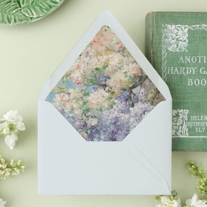 Floral Lined Envelopes for Wedding Invitations, Fine Art Envelope Liner, Elegant Wedding Invitation Envelopes, "Le Printemps Study"