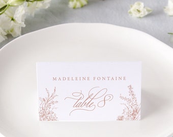 ANNELISE | Blush Wedding Place Cards, Calligraphy Escort Cards, Floral Wedding Place Card, Name Cards Wedding