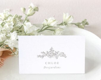 HONORINE | Elegant Wedding Place Cards, Floral Escort Cards, Wedding Place Card with Crest, Name Cards Wedding