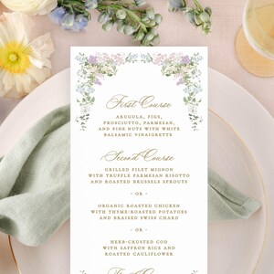 Floral Wedding Menu Template Instant Download, Editable Template Wedding Menu Card, Printable Menu Wedding Digital Download MPD1002