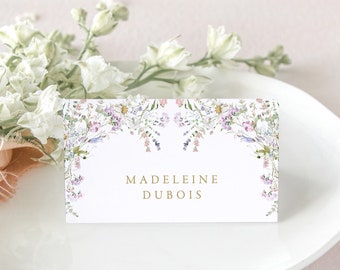 ISABELLE | Floral Place Cards, Pink Wedding Escort Cards, Printed Place Cards, Seating Cards Wedding Decorations, Wildflower Wedding Decor