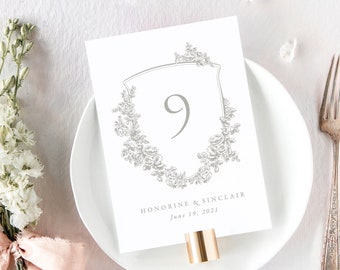 HONORINE | Classic Wedding Table Numbers, Printed Table Numbers Wedding, Elegant Wedding Table Decor, Floral Wedding Signs