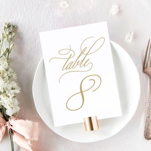 Classic Wedding Table Numbers, Elegant Wedding Table Decor, Calligraphy Wedding Table Number, Printed Table Numbers Wedding | ANNELISE