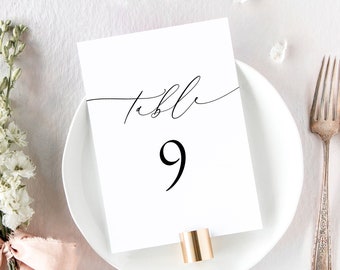 ODETTE | Modern Wedding Table Numbers, Minimalist Table Number, Simple Wedding Decor, Classic Wedding Signs, Printed Table Numbers Wedding
