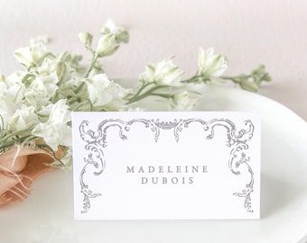 JULIETTE | Floral Wedding Place Cards, Elegant Wedding Escort Card, Name Cards Wedding, Purple Wedding Name Cards, Classic Wedding Decor