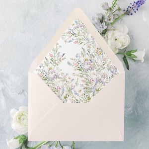 Floral Wedding Invitation Envelopes, Wildflower Wedding Envelope Liners, "Isabelle Floral"