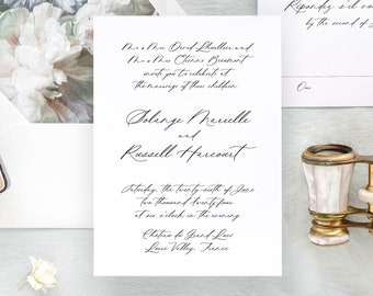 SOLANGE | Calligraphy Wedding Invitation Set, Elegant Wedding Invitations, Romantic Wedding Invitation Suite