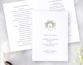 DAPHNE | Modern Wedding Programs, Folded Wedding Ceremony Program, Order of Service for Wedding, Catholic Wedding Program