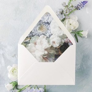 Dark Floral Wedding Invitation Envelopes, Lined Envelopes for Fall Wedding Invitations, Elegant Envelope Liners, Set of 10, "Dutch Blue"