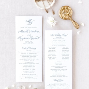 Classic Wedding Programs, Blue Wedding Ceremony Program, Catholic Wedding Program Printed, Traditional Wedding Order of Service | MARIELLE