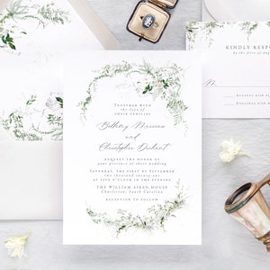 BELLAMY | Rustic Wedding Invitation, Greenery Wedding Invitations, Botanical Wedding Invitation Set