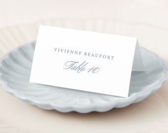 Classic Wedding Place Cards, Elegant Wedding Escort Card, Name Cards Wedding, Blue Wedding Name Cards, Simple Wedding Decor | MARIELLE