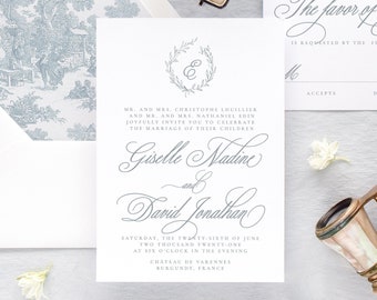 GISELLE | Floral Wedding Invitation, Simple Wedding Invitation Suite, Elegant Wedding Invitations