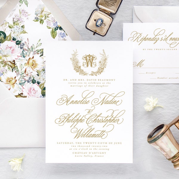 ANNELISE | Elegant Wedding Invitation, Fall Wedding Invitation Set, Classic Wedding Invitations