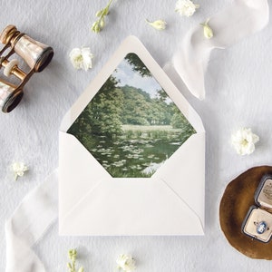 Fine Art Lined Envelopes for Wedding Invitations, Lily Pond Envelope Liner, Lined Wedding Envelopes, Invitation Envelopes, "The Lily Pond"
