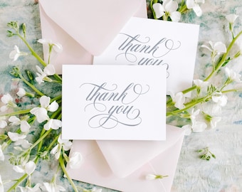 Classic Wedding Shower Thank You Cards, Thank You Cards Wedding, Elegant Wedding Thank You Cards, Set of 10