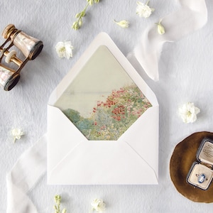 Fine Art Lined Envelopes for Wedding, Wedding Envelopes with Liner, Envelope Liner with Painting, Invitation Envelopes, "Field of Poppies"