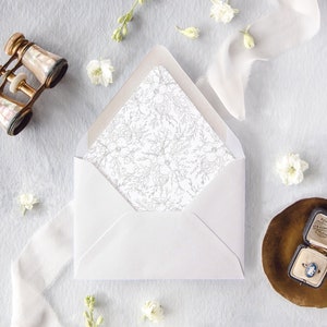 Floral Envelope Liners, Minimalist Wedding Invitation Envelopes, Modern Wedding Envelopes, Lined Envelopes, Set of 10, "Jacqueline Floral"