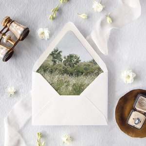 Fine Art Lined Envelopes for Wedding, Forest and Field Envelope Liner, Rustic Wedding Invitation Envelopes, "The Oat Field"