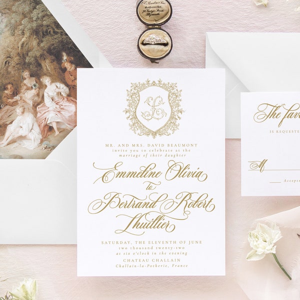 EMMELINE | Luxury Wedding Invitation Suite, Elegant Wedding Invitations, Romantic Wedding Invitation Set