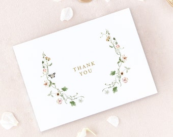 Floral Thank You Cards, Printed Thank You Card Set, Thank You Cards Bridal Shower, Baby Shower Thank You Cards, Bridesmaid Thank You Card