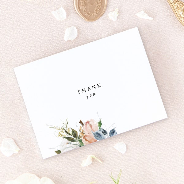 Rustic Wedding Shower Thank You Cards, Thank You Cards Wedding, Floral Wedding  Thank You Notes, Set of 10