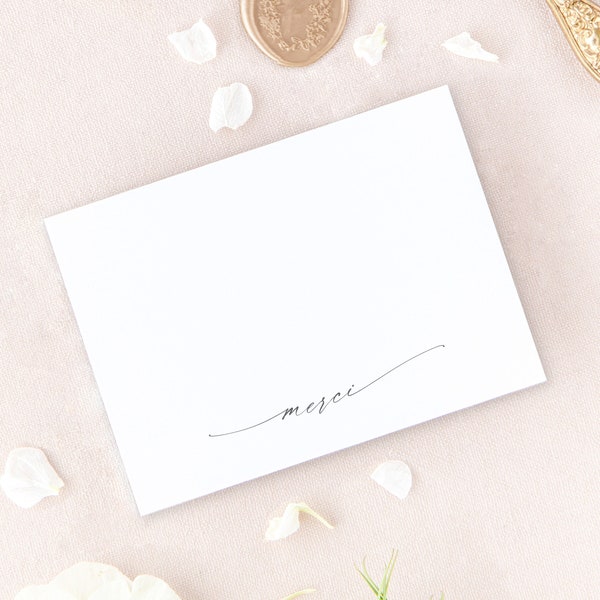 Elegant Wedding Thank You Cards, Thank You Cards Wedding, Modern Wedding Shower Thank You Card, Set of 10