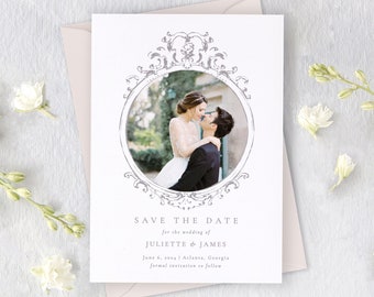 JULIETTE | Elegant Wedding Save the Dates, Save the Date Cards, Printed Wedding Save the Date, Romantic Wedding Save the Date with Photo